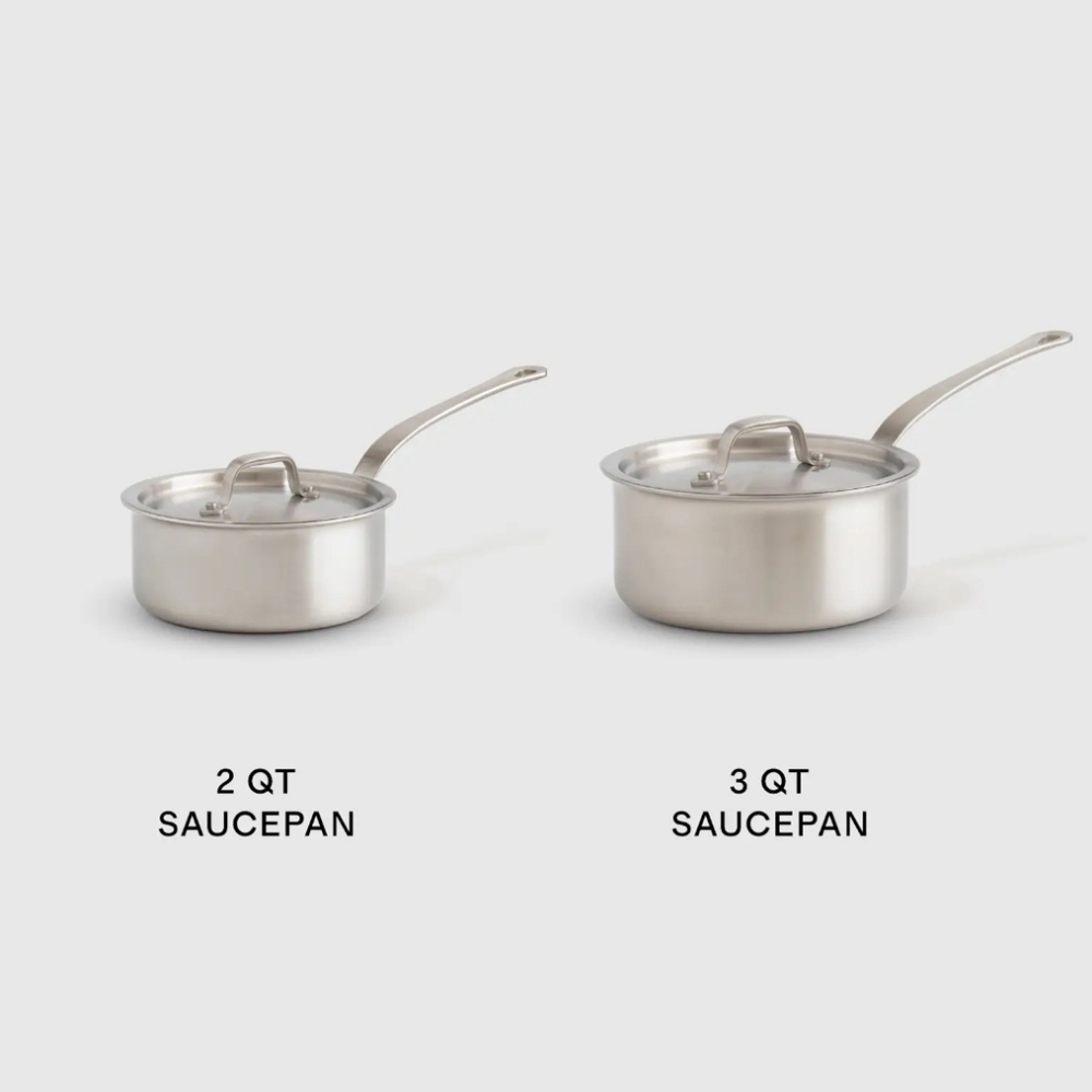 NWOT! Quince Set Of 2- 5ply Stainless Steel - 2qt & 3qt Saucepan/ Pots ! (SI)